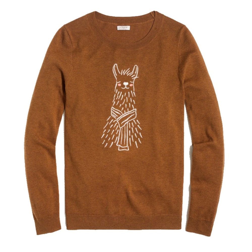 J Crew Embroidered Wool Blend Llama Sweater / Only worn once / Size XXS